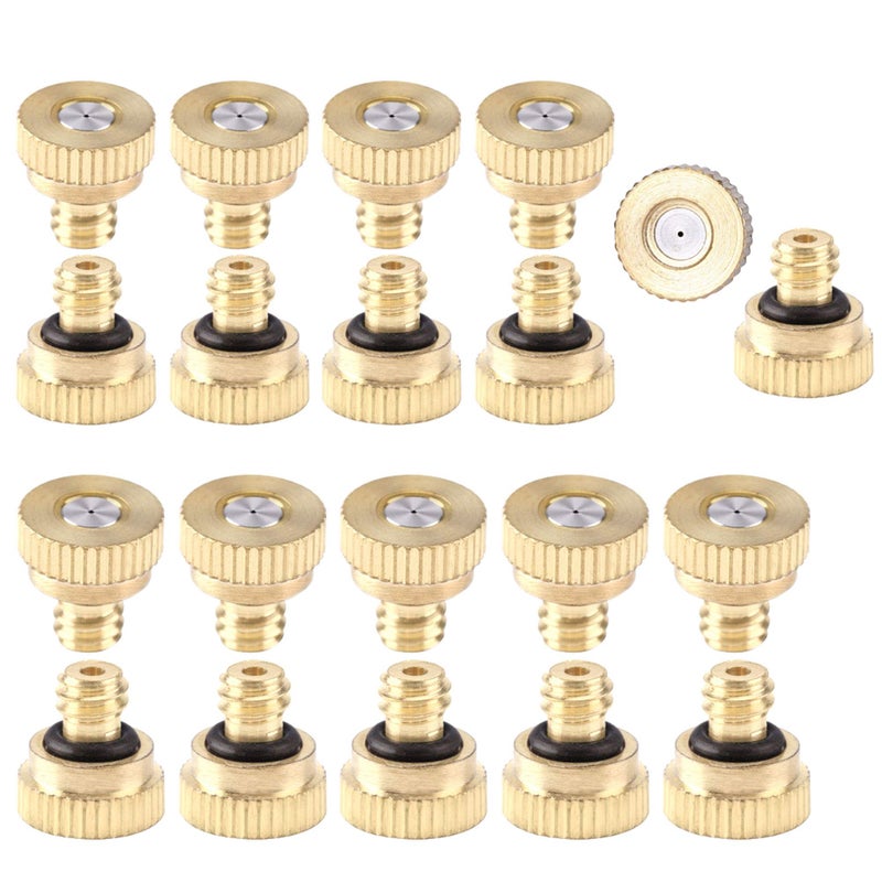 CozyCabin 20 Pcs Low Pressure Brass Misting Nozzles Misting Water Mister Nozzle for Garden, Patio, Greenhouse, Outdoor Cooling Mister System 0.016" Orifice (0.4mm) Thread UNC 10/24 - Image 1